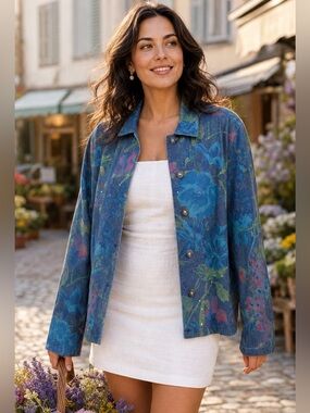 RARE! Vintage New Direction Denim shirt Jacket size L Boho Festival